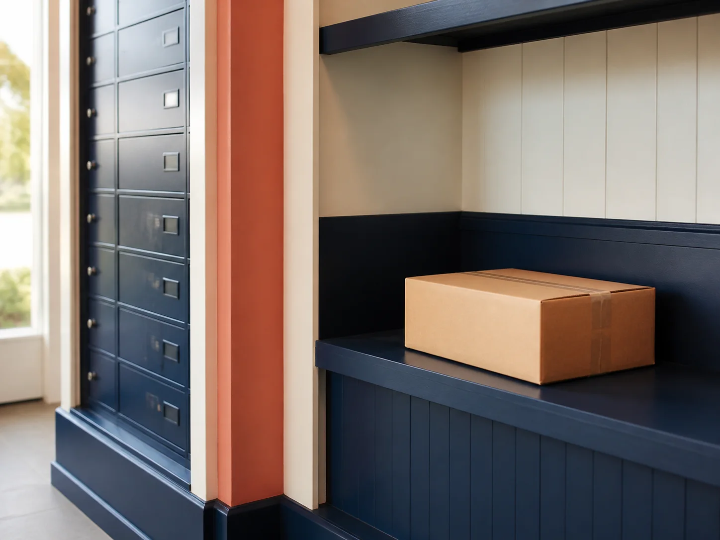 Private parcel intake shelf